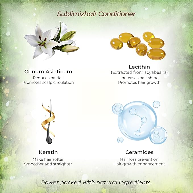 Sublimizhair Herbal Premium Shampoo & Conditioner for Silky Smooth Hair | Detangles, Strengthens Damaged Strands | Deep Hydration & Frizz Control, Nourishing | Sulphate-Free, 500ml/16.9 fl oz