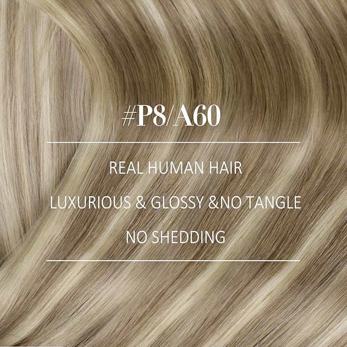 YoungSee Weft Human Hair Extensions Blonde Highlight Sew in Hair Extensions Human Hair Light Brown with Blonde Highlight Sew in Weft Hair Extensions Human Hair Can Be Ironed and Dyed 22Inch 100G