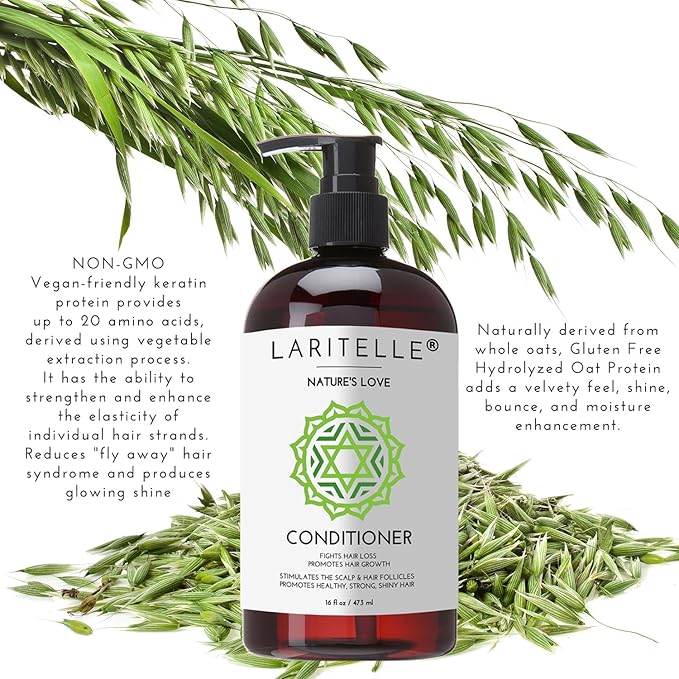 Organic Hair Growth Set | Shampoo 17 oz + Conditioner 16 oz + Hair Loss Treatment 4 oz | Organic Quinoa + Keratin + Rosemary, Ginger & Grapefruit | NO GMO, SLS, Gluten, Parabens, Phthalates