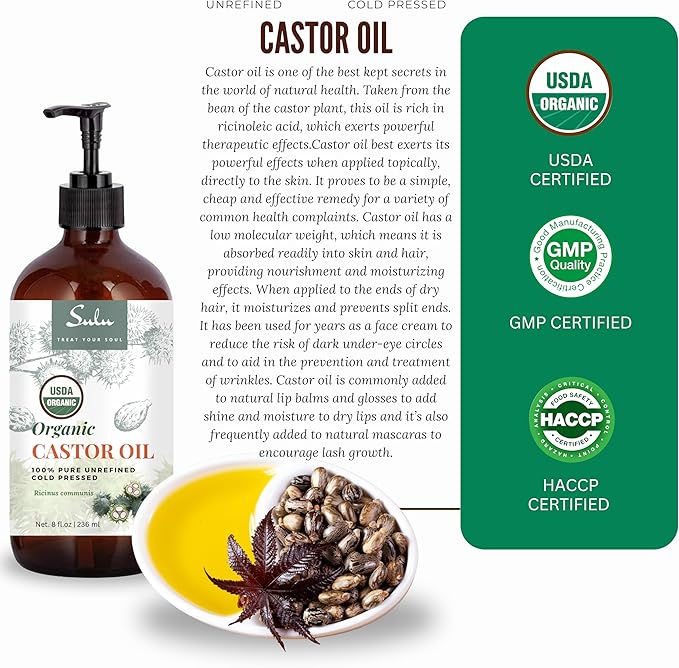 1 Gallon/128 fl.oz Organic Hexane Free Cold Pressed Castor Oil
