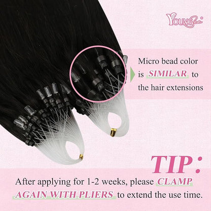YoungSee Microlink Hair Extensions Human Hair Dark Brown 14In Microbead Hair Extensions Brown Bead Hair Extensions Real Human Hair Darkest Brown Micro Loop Hair Extensions 50s 50g Short Hair Extension