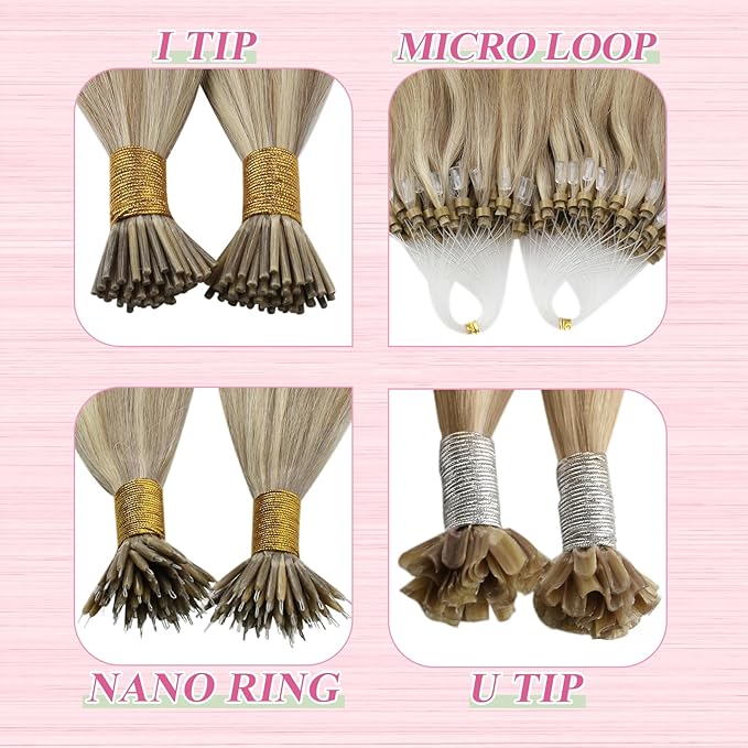YoungSee U Tip Hair Extensions Highlight Golden Blonde and Medium Blonde U Tips Extensions Human Hair 16In 1G/S 50G