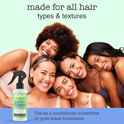 SAUCE BEAUTY Leave In Conditioner & Detangler Spray (8 Fl Oz) Tzatziki Leave In Conditioner for Curly, Oily & Damaged Hair, Fly Away Hair Tamer, Curl Enhancer, Detangling Spray with Coconut Oil