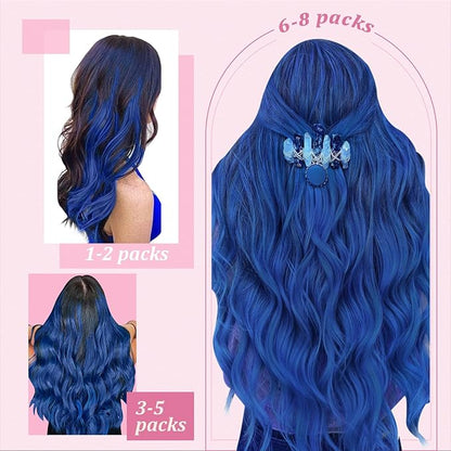 YoungSee Blue I Tips Hair Extensions 25g Blue I Tip Extensions 16 Inch Colorful Hair Extension I Tip 40s Blue Human Hair Extensions I Tip for Women Tip Human Hair Extensions for Prom