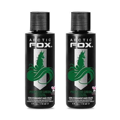 Arctic Fox Semi-Permanent Hair Dye, Vegan & Cruelty-Free, Ammonia-Free, Conditioning, Vibrant Phantom Green, Long Lasting Color, For All Hair Types, 4 Fl Oz (Pack of 2)