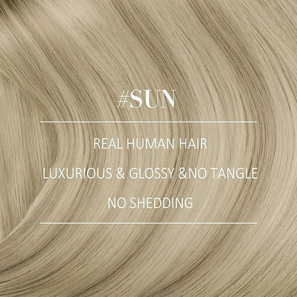 YoungSee Ombre Blonde Human Hair Weft Extensions Straight Silky Sew in Real Human Hair Extensions Ash Blonde Ombre Sunkissed Blonde Sew in Hair Extensions Human Hair 24Inch 100G