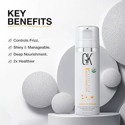 GK HAIR Vegan leave in conditioner for curly hair (4.4 Fl Oz/130ml) Conditioning Hydrating Smoothing Moisturizing & Frizz Control For Dry Damaged Hair Taming before Swimming or Exercise