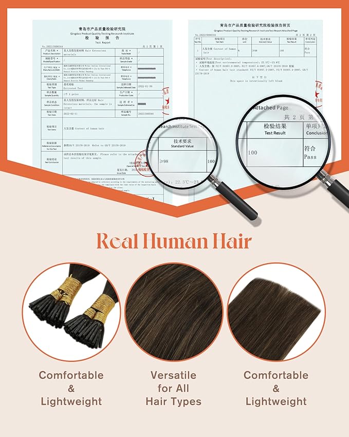 Sunny Hair I Tip Hair Extensions Human Hair Brown Soft Itip Hair Extension Real Human Hair Dark Brown to Medium Brown Balayage I Tip Hair Extensions Invisible Tip Hair Extensions Add Volume 50G 20in