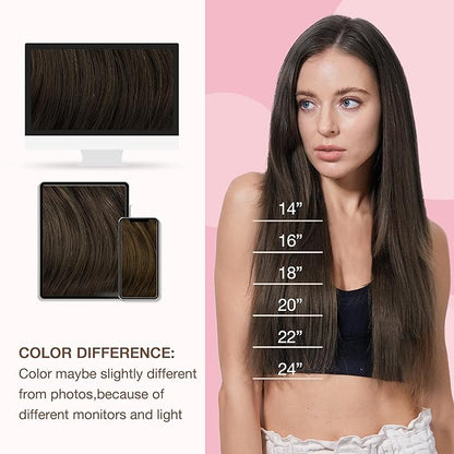 GOO GOO Sew in Hair Extensions Real Human Hair, Weft Hair Extensions Human Hair, 2A Light Brown 20inch 105g, Weft Bundles Straight Silky Remy Hair