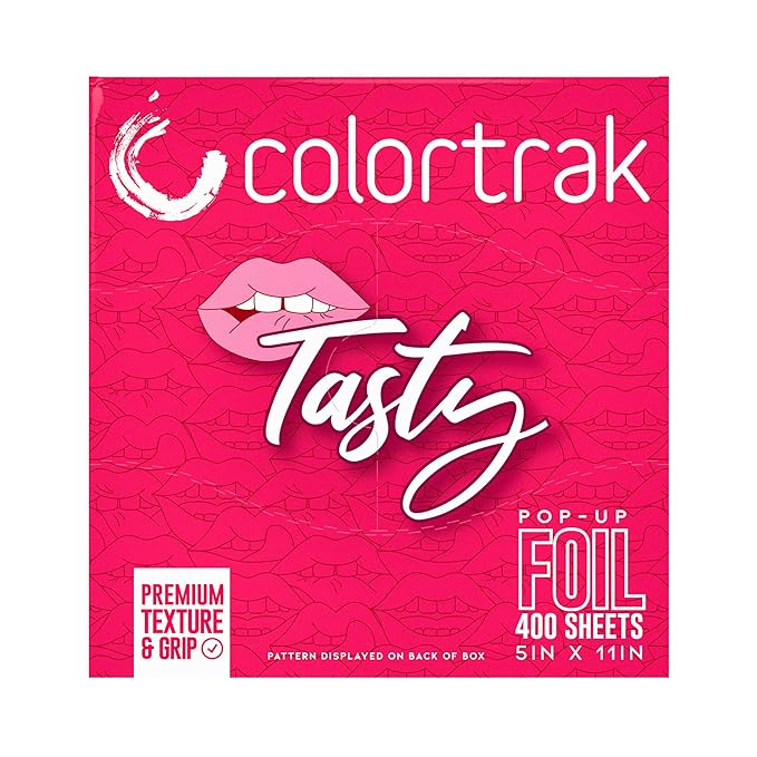 Colortrak Tasty Pop-up Foil W/Dispenser (400 Count), Pre-cut Sheets, Non-Slip Embossed Texture, 5" x 11" Sheets for Hair Foil Coloring and Highlighting Sheet Applications