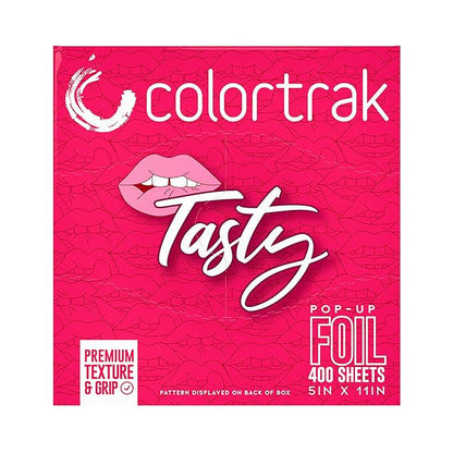 Colortrak Tasty Pop-up Foil W/Dispenser (400 Count), Pre-cut Sheets, Non-Slip Embossed Texture, 5" x 11" Sheets for Hair Foil Coloring and Highlighting Sheet Applications