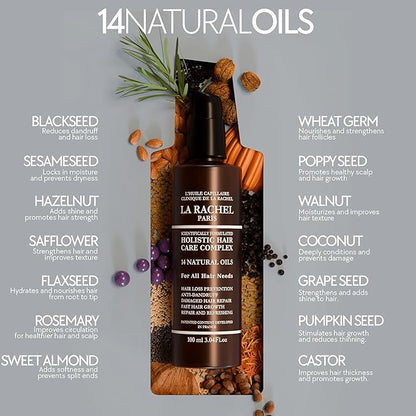 LA RACHEL 14-in-1 Hair Care Oil for Growth & Strength | Scalp & Follicle Nourishing Oil | Restores Shine & Repairs Damaged Hair for Healthier, Stronger Locks Paris | 3.4 Fl oz
