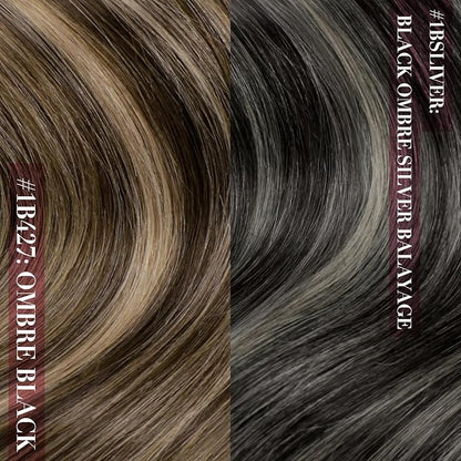YoungSee 150G Clip in Hair Extensions Real Human Hair Ombre Lace Clip in Hair Extensions Human Hair Black Fading to Brown with Caramel Blonde Human Hair Clip in Extensions for Black Women 7Pcs 20Inch
