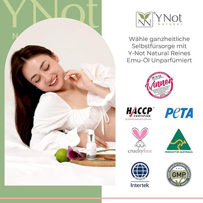 Y-Not Natural Ultra Pure Australian Emu Oil 60 mL - Luxury, Hospital Grade | Free Range Aboriginal Omega 3, 6 & 9 Oil Infused with Lemon Myrtle - Ultimate Moisturizer for Skin, Hair, Nails, and Scalp