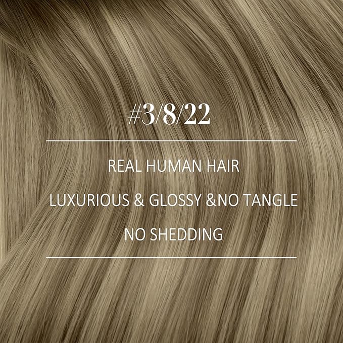 YoungSee Weft Human Hair Extensions Ombre Sew in Extensions Dark Brown Light Brown with Blonde Double Weft Real Hair Extensions 22Inch 100G