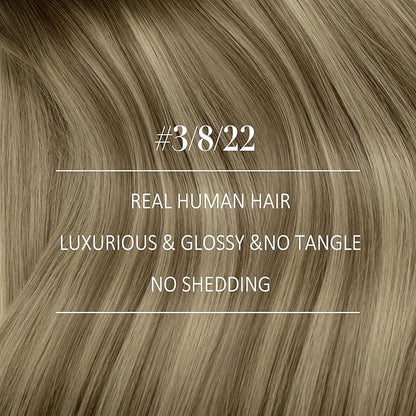 YoungSee Weft Human Hair Extensions Ombre Sew in Extensions Dark Brown Light Brown with Blonde Double Weft Real Hair Extensions 22Inch 100G