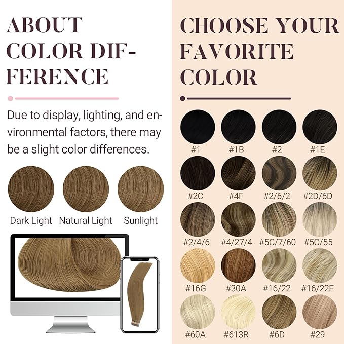 MAXITA Tape in Hair Extensions Human Hair 16 inch 50g 20pcs Light Chestnut Brown Real Human Hair Extensions 100% Remy Seamless Straight Hair Extensions for Women