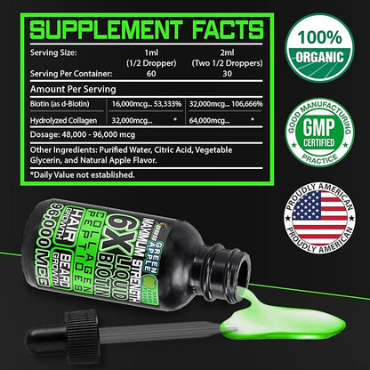 Beard Growth Kit w/ 6X Liquid BIOTIN Supplement with Collagen Peptides + 620,000mcg BIOTIN Gummies Beard Growth Vitamins & Hair Growth Vitamins for Men