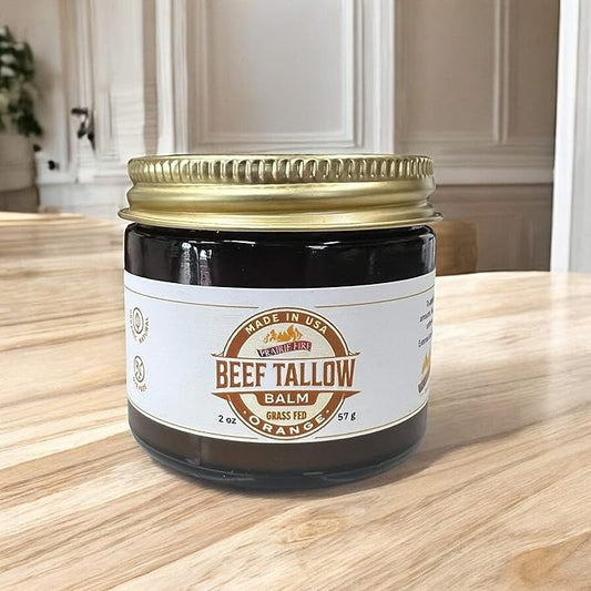 Beef Tallow Balm - 2 oz - Grown and Made in USA - Organic Grass Fed and Finished Tallow - Moisturizing Skin Care Orange