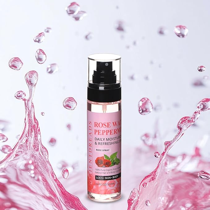 Moisturizing Rose Water and Peppermint Hair Scalp Refresher with Castor Oil for Locs and Dreadlocks - Natural Loc Care and Maintenance (3.4oz)