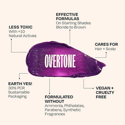 Overtone Color Depositing Semi-Permanent Hair Dye Conditioner - 8 oz For Natural & Color-Treated Hair, Moisturizing Shea Butter & Coconut Oil - Vegan & Cruelty-Free, Vibrant Teal