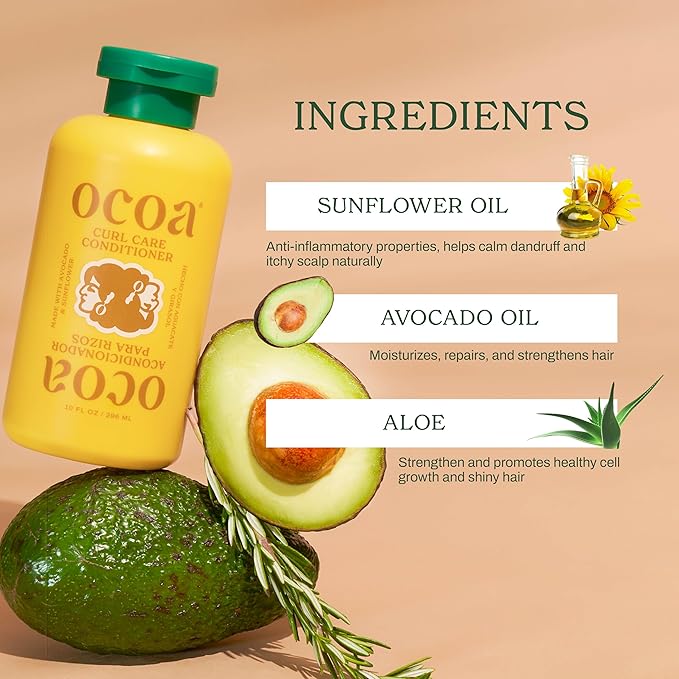OCOA Curl Care Shampoo & Conditioner Duo – Sulfate-Free with Apple & Cupuaçu Butter, Moisture Retention, Hair Growth, and Healthy Scalp – For Wavy, Curly, Dry, Damaged & Color-Treated Hair – 10oz