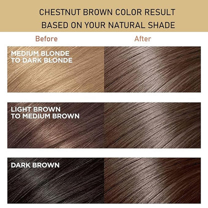 Fvquhvo Instant 3 in 1 Hair Dye Shampoo for Men & Women - Natural, Long Lasting, 16.9 Fl Oz (Chestnut Brown)