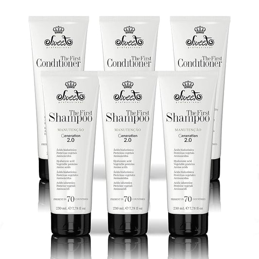 Shampoo & Ultra Conditioner Set – Hair Straightener Treatment, Hydration Maintenance - Anti-Frizz For All Hair Types - 230ml/7.78floz & 230g/8.11oz - Pack of 6 - Sweet Pro