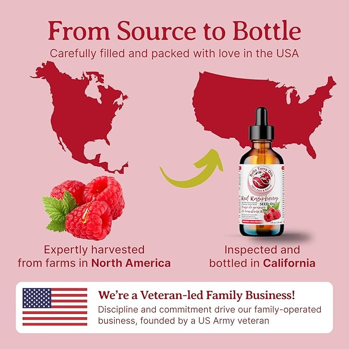 Bella Terra Oils - Red Raspberry Seed Oil 4oz - Pure Cold-Pressed Alchemy, Abundant in Ellagic Acid & Omega Fatty Acids, Nature's Gift for Beautiful Skin