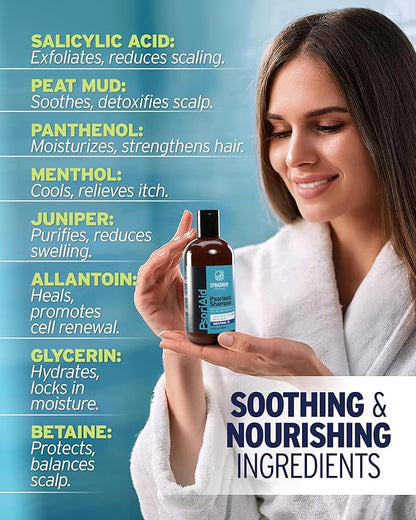 NEW 2025 Psoriasis Shampoo with Salicylic Acid | 13.5 fl. oz | New Formula with Peat and Menthol for itchy, flaky and red scalp.