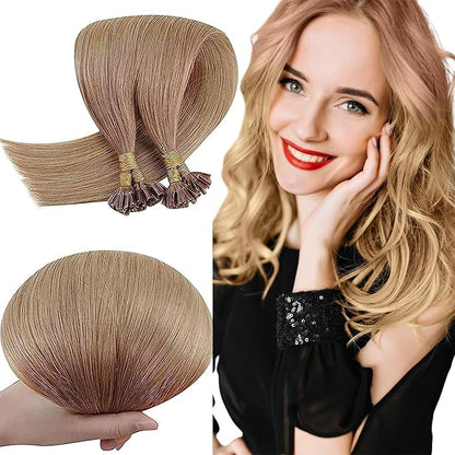 RUNATURE U Tip Hair Extensions Human Hair for Women Invisible 12 Inch Short Ombre Strawberry Blonde Fading to Light Blonde U Tips Keratin Hair Extensions Real Human Hair Silky Full Ends 40g 50 Strands