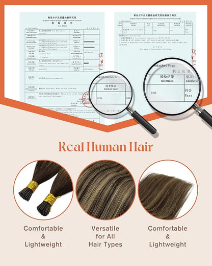 Sunny Hair I Tip Hair Extensions Human Hair Balayage Brown I Tip Hair Extensions Medium Brown Fading to Caramel Blonde Mix Brown Balayage Itip Human Hair Extensions Radiate Vitality 14inch 50g