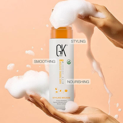 GK HAIR Global Keratin Volumizing Hair Styling Mousse (8.5 Fl Oz/250ml) -Enhances Curls Added Volume with Medium Hold & Boost Shine Moisturizing Blow Dry Frizz Control Foam for All Hair Types -Unisex