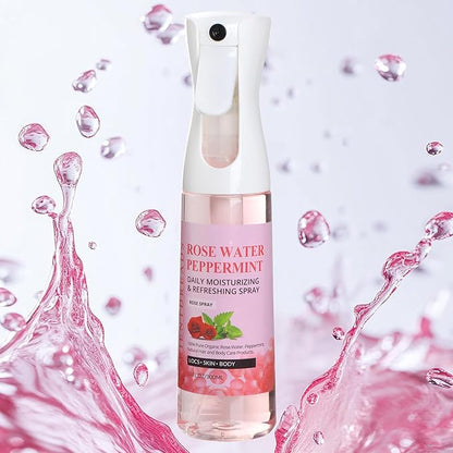 Rose Water and Peppermint Hair Scalp Moisturizing Spray with Castor Oil - For Natural Loc Care and Dreadlock Maintenance (10 oz)