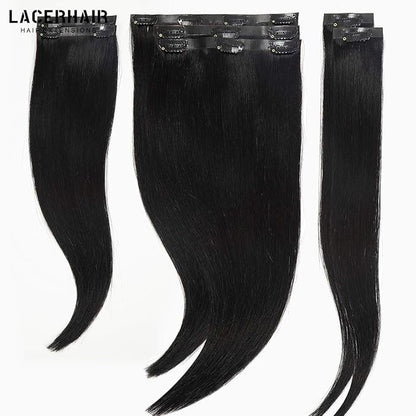 Lacer Hair Glam Seamless Clip in Hair Extensions Natural Off Black Human Hair Extensions 110g 7pcs 20 Inch Clip in Human Hair with Invisible PU Weft Remy Seamless Clip on Hair Extensions for Women #1