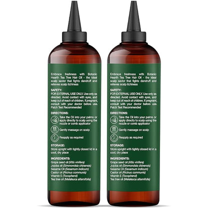 Botanic Hearth 100% Pure Tea Tree Oil For Hair (6.7 Fl Oz, Pack Of 2) | Infused With Jojoba & Grapeseed Oils | Soothes Itchy Scalp & Fights Dandruff | Non Gmo Verified - Hair Tonic