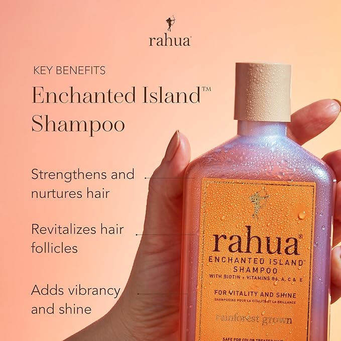 Rahua Enchanted Island Hair Shampoo with Biotin, 9.3 Fl Oz, Supports Strength, Hair Growth & Shine for All Hair Types, Vitamin C, E, A & B6, Coconut Guava Scent, Nourishing Hair Care for Men and Women
