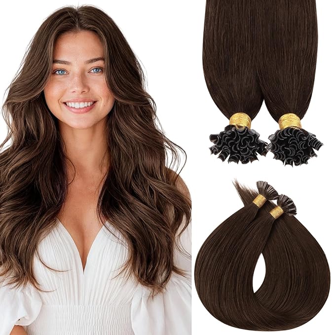 MAXITA U Tip Hair Extensions Human Hair, Chocolate Brown Hair Extensions Real Human Hair, 50g/50 Strands/Pack, 18 In Virgin Human Hair