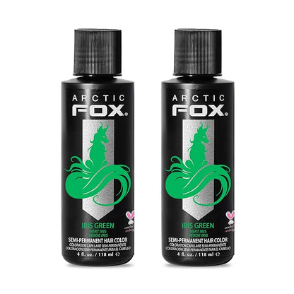 Arctic Fox Semi-Permanent Hair Dye, Vegan & Cruelty-Free, Ammonia-Free, Conditioning, Vibrant Green Color, Iris Green, For All Hair Types, 4 fl oz (Pack of 2)