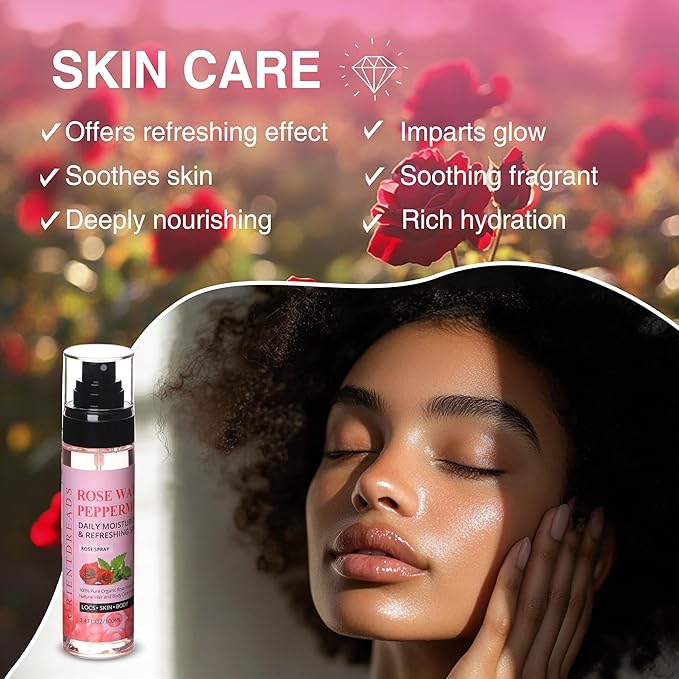 Moisturizing Rose Water and Peppermint Hair Scalp Refresher with Castor Oil for Locs and Dreadlocks - Natural Loc Care and Maintenance (3.4oz)