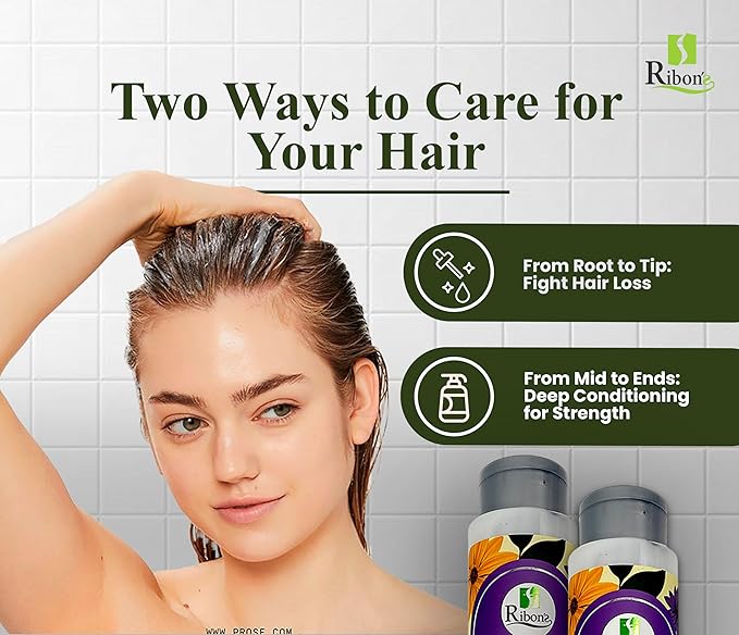 Ribon's Conditioner 450ml - Nourishing Hair Conditioner for Women, Moisturizing & Detangling, Prevents Hair Loss, 100% Natural, Floral Scent, Sulfate & Paraben-Free, Hair Care Treatment with aloe vera