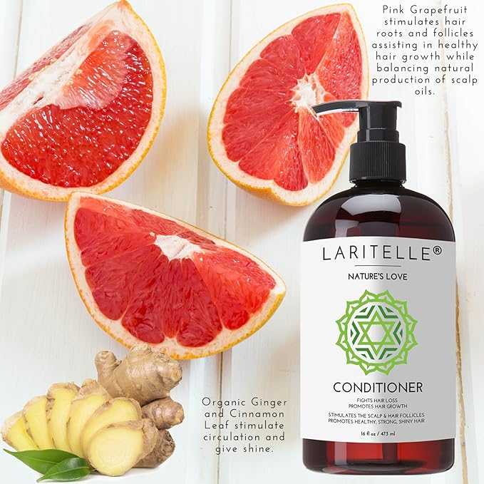 Organic Hair Growth Set | Shampoo 17 oz + Conditioner 16 oz + Hair Loss Treatment 4 oz | Organic Quinoa + Keratin + Rosemary, Ginger & Grapefruit | NO GMO, SLS, Gluten, Parabens, Phthalates
