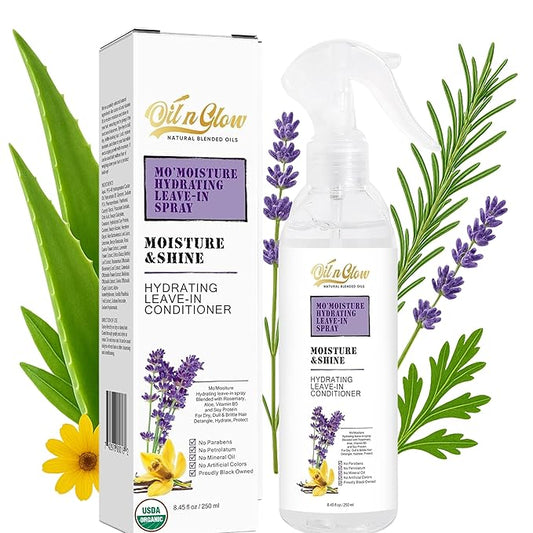 USDA Certified Rosemary Oil Lightweight Water-Based Leave In Conditioner Spray Anti-Frizz Moisturizer for Matted, Dry, Dull, Curly 4C Hair Color Safe, Paraben & Sulfate-Free. 8.45 Fl. Oz