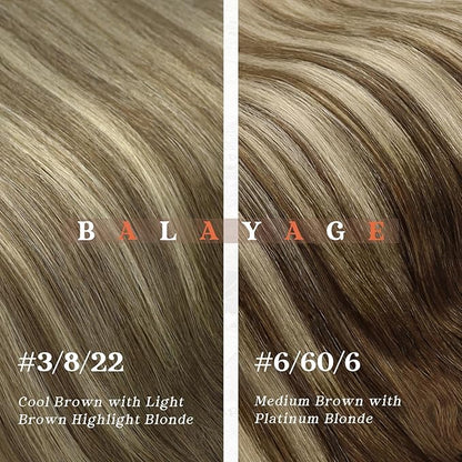 Sunny Hair Nano Bead Hair Extensions Human Hair Invisible Nano Extensions Human Hair Balayage Medium Brown to Platinum Blonde Nano Tip Hair Extensions Real Human Hair 22inch 50g
