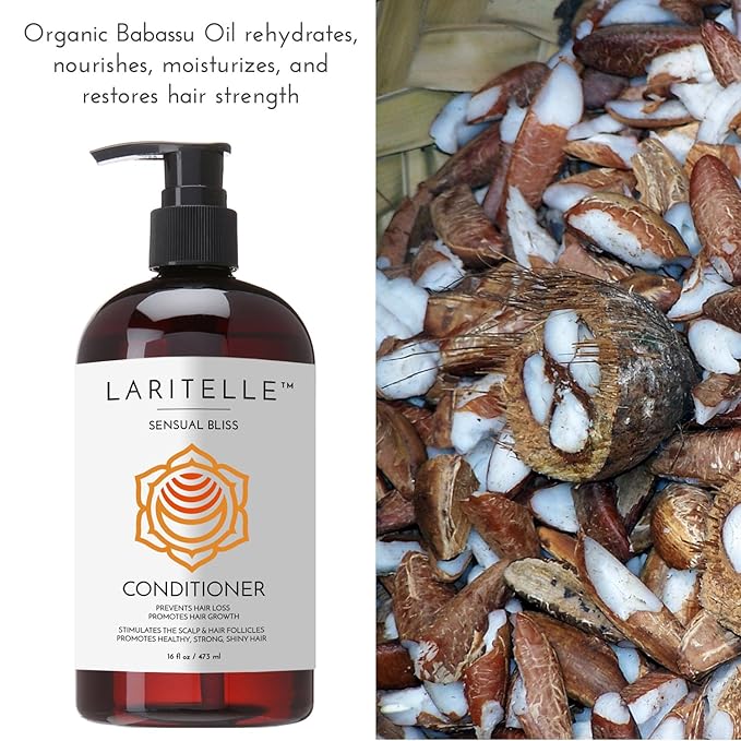 Organic Conditioner Sensual Bliss | Strengthening & Repair for Damaged, Thinning Hair | Sulfate-Free, Natural Hair Care for Growth & Breakage Prevention | Safe for Color-Treated Hair