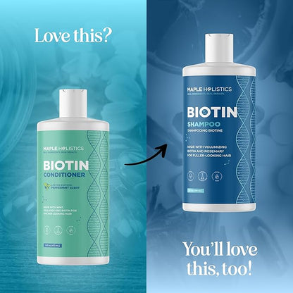 Volumizing Biotin Conditioner for Thinning Hair - Volumizing Conditioner for Fine Thin & Weak Hair - Sulfate Paraben & Silicone Free Hair Conditioner Nourishing Plant Proteins & B Vitamins (Mint)