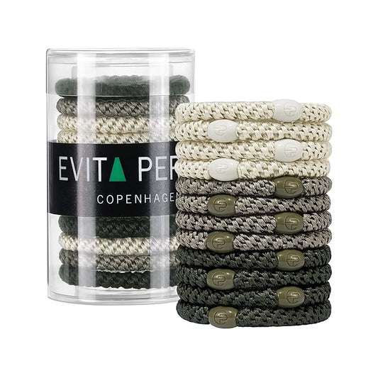 EVITA PERONI Hair Ties 12 Pcs Set, High Elastic Ponytail Holders, Hair Ties No Damage, Elastic Ties for Thick Hair Women Men, Gifts for Mother Sister Girlfriend (Sage Cream)