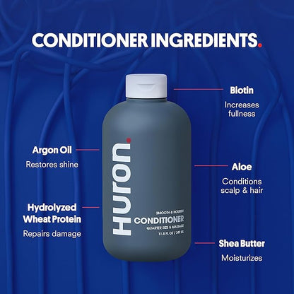 Huron Hair Duo | Nourishing Shampoo & Conditioner Set for Men | Cleanse, Strengthen & Hydrate | Sulfate-Free, Paraben-Free, Vegan | Designed for Daily Use on All Hair Types (2 Pack)