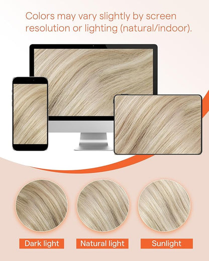 Sunny Hair Micro Link Hair Extensions Human Hair Soft and Silky Micro Hair Extensions Real Human Hair Balayage Ash Blonde Mix Platinum Blonde Micro Loop Hair Extensions 14inch 50g