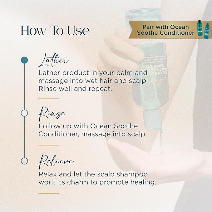 Ocean Soothe Scalp Control Shampoo with Highly Concentrated Magnesium Salt and Cucumber Juice to Hydrate Dry, Flaky Scalps, Nourish and Protect Hair Follicles, 300mL